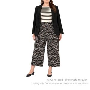 MOLLY BRACKEN 2X Cropped Wide Leg High Rise Parisian Chic Pants